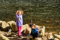 Couple of children Fishing for Trout on Douthat Lake